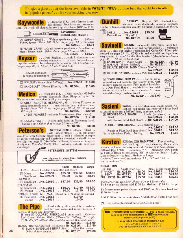 Patent Pipes Catalog Page