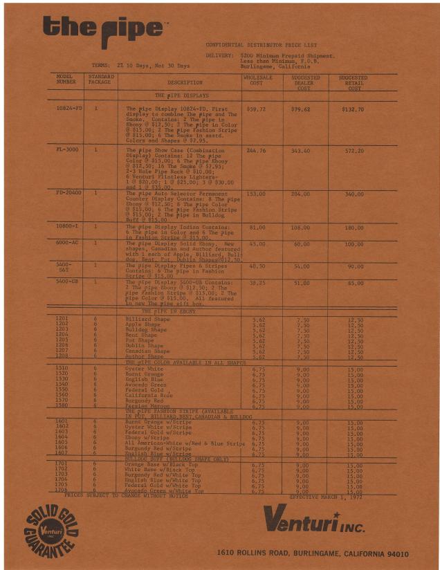 the pipe Confidential Distributor Price List